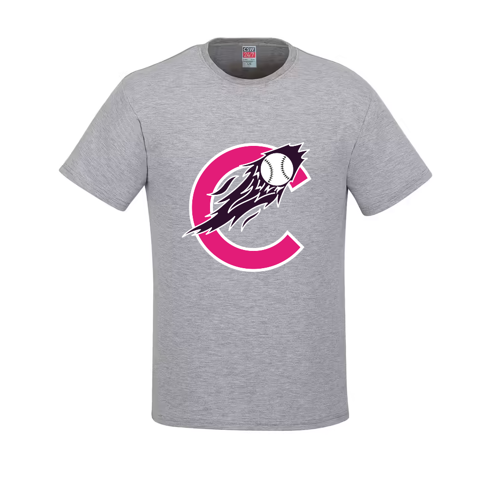 T-shirt gris officiel Comètes 2026 - deux choix de logos!