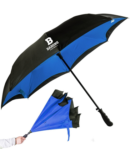 Parapluie Noir & Bleu avec logo blanc des Barons